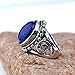 YAZILIND Vintage Antique Oval Cut Blue Lapis Lazuli Retro Silver Plated Ring Women
