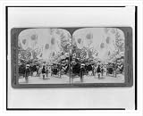 Stereoview (L): Benten-dori an important native street of Yokohama with feast-day decorations Japan