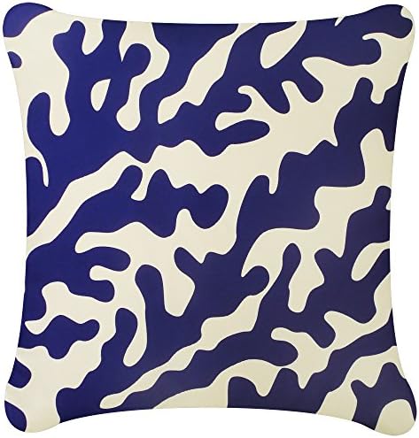 Wabisabi Green Coral Decorative Modern Square Throw Pillow Cover, 18 by 18-Inch, Geometric, Navy Blue
