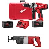 Milwaukee 0629-24SA 18-Volt 1 2 Cordless Hammer Drill Driver Kit with FREE 6515-20 18-Volt Sawzall Reciprocating Saw by Milwaukee