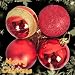 CHRISTMAS TREE Decor Hanging Mixed Pattern Red Ball Bauble -4 Pcs