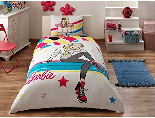 Barbie Sporty Girl Kids Duvet Cover Set ,Twin Single, %100 Cotton , 3 Pcs