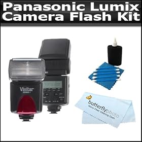 Flash Kit For The Panasonic Lumix DMC-G1, DMC-GH1, DMC-GH2, DMC-L10, DMC-GF1, DMC-GF2, DMC-G10, DMC-G2 DMC-G3 Digital SLR Cameras Includes Vivitar DF-293 TTL LCD Bounce Zoom Swivel DSLR AF Flash w/LCD Display Includes Flash Diffuser 3pc Lens Cleaning Kit