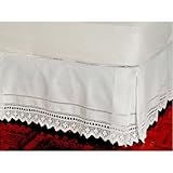 Crochet Tailored Bed Skirt, Twin, White, 18