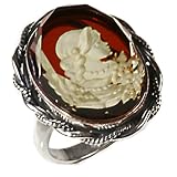 CertifiedGenuineBalticAmberandSterlingSilverLargeCameoRing,Size6