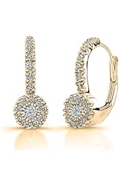 0.27 total carat Round Cut Diamond Lever Back Earrings in 14k Gold