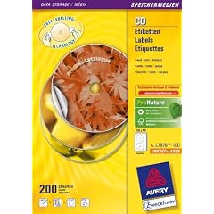 Avery Zweckform, L7676-100, CD-Etiketten, 100 Blatt, SuperSize-Spezialformat, blickdichtes Beschriften, Archivieren etc. von CDs, � 117mm