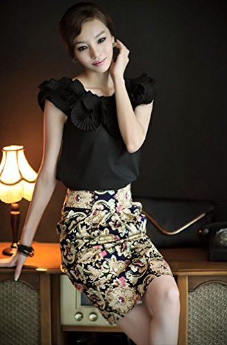 - eriira - 花柄 エレガント ペンシルスカート タイト シルエット ひざ丈 / 上品 ハイウエスト 美脚 美尻 オールシーズン