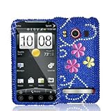 Electromaster(TM) Brand - Pink Yellow Flower on Blue Bling Rhinestone Diamo ....