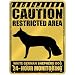 New  Caution : Restricted Area . White German Shepherd Dog Monitoring  Parking Sign Dog