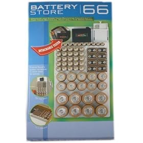 Battery Storage Rack holds 66 batteries with removable battery tester and BONUS 10 Pack of Philips AA Batteries