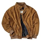 Bomber Jacket:Suede Bomber Jacket, Cognac, Heavy