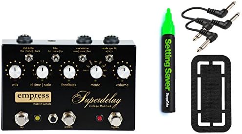 Empress Effects Superdelay Vintage Modified (230 volt) Pedal Bundle w/ 4 free Items: StageTrix Setting Saver Pen, StageTrix Pedal Fastener, 2x Hosa Patch Cables