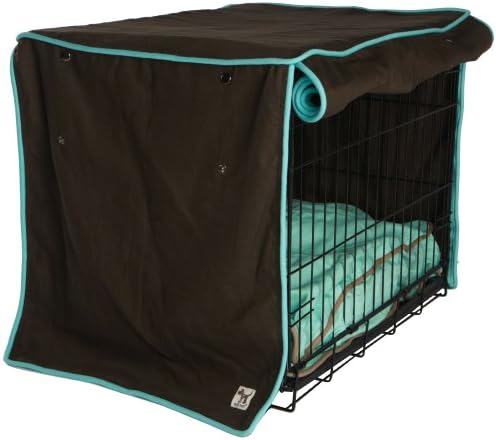 Molly MuttLandslide Dog Crate Cover, 100% Cotton Canvas Cover with 2 Roll-Up Panels, Ideal for Dog or Cat Crate, Durable, Washable, and Free of Harmful Chemicals, 42" x 28" x 31"
