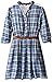 My Michelle Girls' Big Plaid Button Down Shirt Dress with Crochet Lace Shoulder Inserts and Yoke with Belt