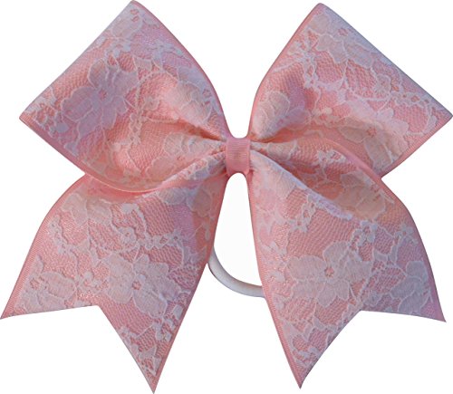 Sparkle Bows Cheer Light Pink Lace Cheer Bow