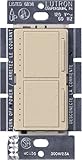 Lutron MA-L3L3-ST Maestro 300 Watt (top)/300 Watt (bottom) Single Pole Dual Dimmer, Stone by Lutron 