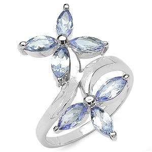 1.70 Carat Genuine Tanzanite Sterling Silver Ring