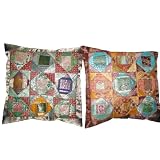 2 Steel Impression Vintage Silk Sari Toss Pillow Cushion Coversby Mogulinterior
