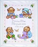 Tobin Baby Bears Birth Record Counted Cross Stitch Kit