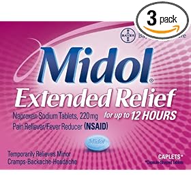 Midol Extended Relief Caplets 24 Caplets,  (Pack of 3)