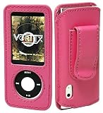 iPod nano 5G Accessories. Premium Pink iPod Nano 5th Generation Leather Case with Belt Clip