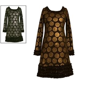 Bonnie Jean Girls 7-16 BROWN GOLD RUFFLE TRIM METALLIC DOT Special Occasion Holiday Pageant Wedding Party Dress