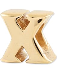 Reflection Beads Silver Gold Plated Letter X Block Alphabet Bead