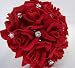 Red Silk Rose Toss Bouquet with Bouquet Jewelry - Wedding Bouquet