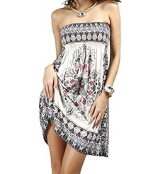 Strapless Silk Summer Floral Print Tropical Print Tunic 