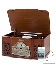 Speakers: Electrohome Winston Vinyl Record Player 3-in-1 Classic Turntable Natural Wood Stereo System, AM/FM Radio, CD, and AUX Input for Smartphones, Tablets, and MP3 players (EANOS501) - Electrohome
