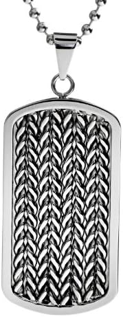 Crucible Stainless Steel Braid Pattern Dog Tag Pendant