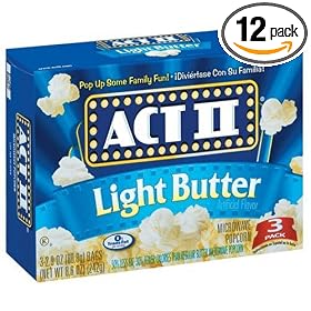 Act II Popcorn, Light Butter, 3-Count Boxes (Pack of 12)