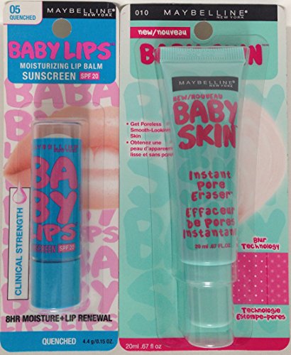 Maybelline Baby Skin Pore Eraser and Baby Lips Moisturizing Balm, 2 Pc Bundle