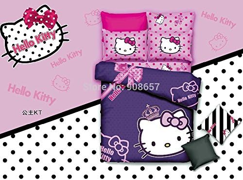 pink purple hello kitty polka dot print bedding set children's girls home decor ccotton single twin full queen king duvet covers
