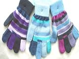 3 Pairs Ladies Magic Stripey Glittery Gloves