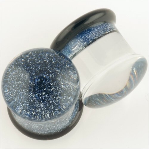 Pair of Glass Double Flared Blizzard Plugs: 0g 5/16 Ultramarine