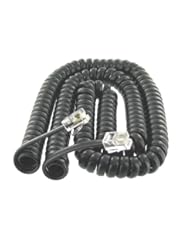 Valley Black Coiled Telephone Phone Handset Cable Cord, Coiled Length 3 feet to 12 feet Uncoiled