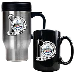 New York Yankees MLB 2009 World Series Champs 16oz Travel Mug & 15ozCeramic Mug Set
