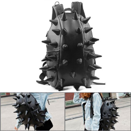 1x Modern Design Black Women Man Unisex Hedgehog Spike Punk Backpack Kid Spiky Bag For Trip Tour Travel Picture