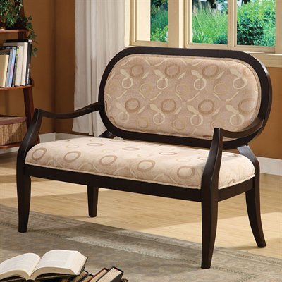 Arm Love Seat / Bench in Espresso Finish by Furniture of America