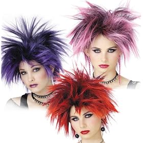 Halloween Wig Pink Red or Purple Punker Girl Punk Chic