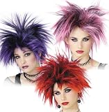  : Halloween Wig Pink Red or Purple Punker Girl Punk Chic