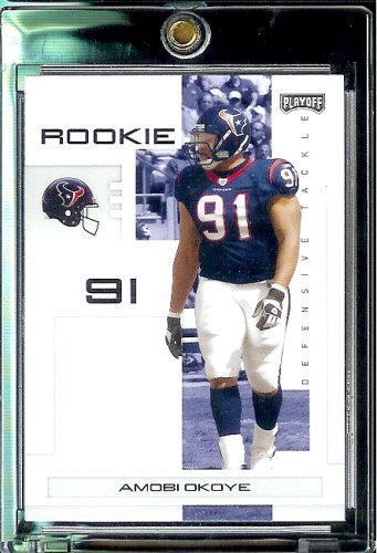 2007 Playoff NFL Playoffs Football # 138 Amobi Okoye - Houston Texans (RC) Rookie Card - Premium Trading Card in Protective Display Case