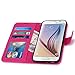 S6 Case, LK Galaxy S6 Wallet Case, Luxury PU Leather Case Flip Cover with Card Slots & Stand For Samsung Galaxy S6, HOT PINK