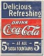 COKE - Delicious 5 Cents Metal Tin Sign