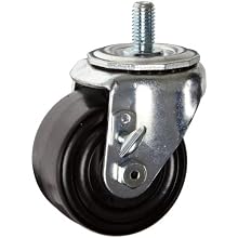 E.R. Wagner Stem Caster, Swivel with Thumb Screw Brake, Dual Wheel, Hard Rubber Wheel