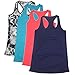 Semath Women's Fitness Workout Vest Tanks Cami Soft Racerback Loose Tank Top, 4 Pack/Acid Blue/Shocking Pink/Dark Blue/Black White, X-Large