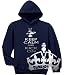 FunkyFilly&Acirc;&reg; Girls 'Silver Keep Calm And Kick On' Navy Blue Hoodie Pullover Jumper Available in Childrens and Adult sizes. Kids ages 5-13 years - Adult sizes S, M, L, XL, XXL