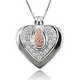 18k Gold White and Rose Pink Diamond Heart Pendant Necklace (GH, SI, 0.25 carat)